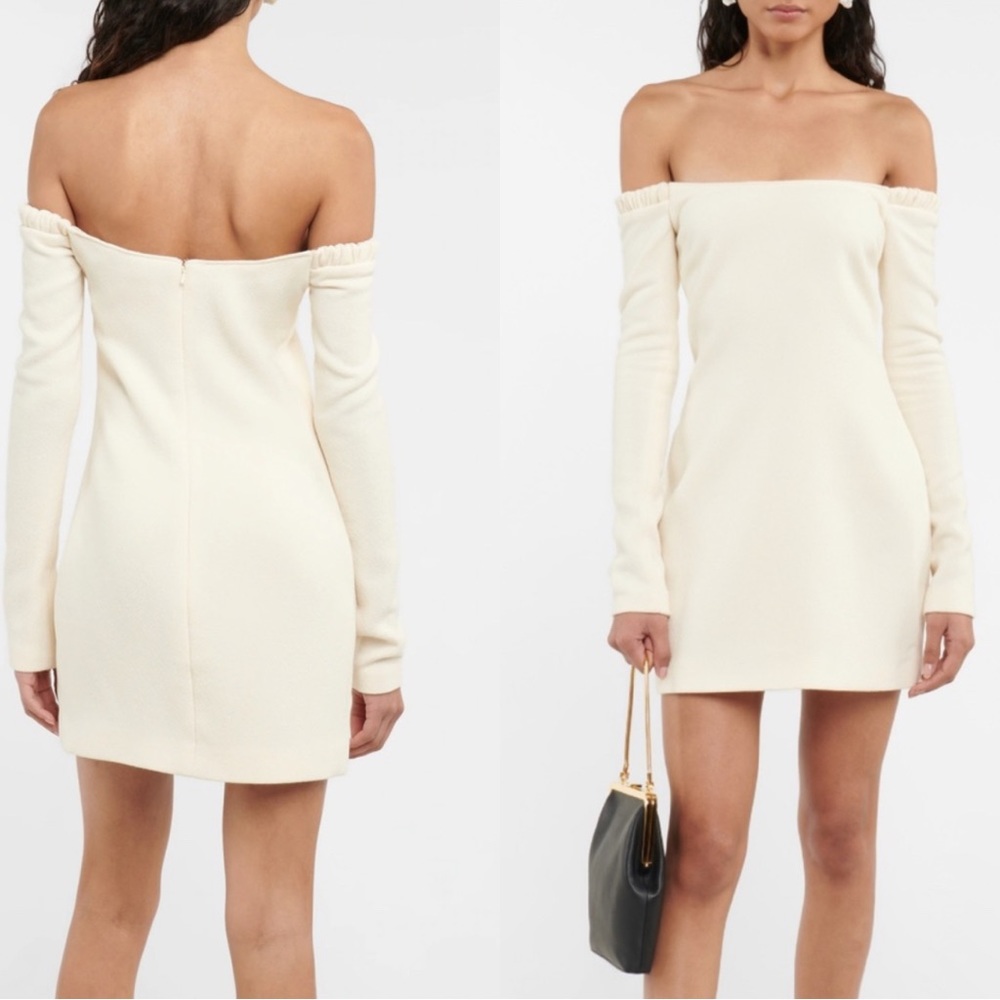 Khaite Octavia Off-Shoulder Wool Mini Dress